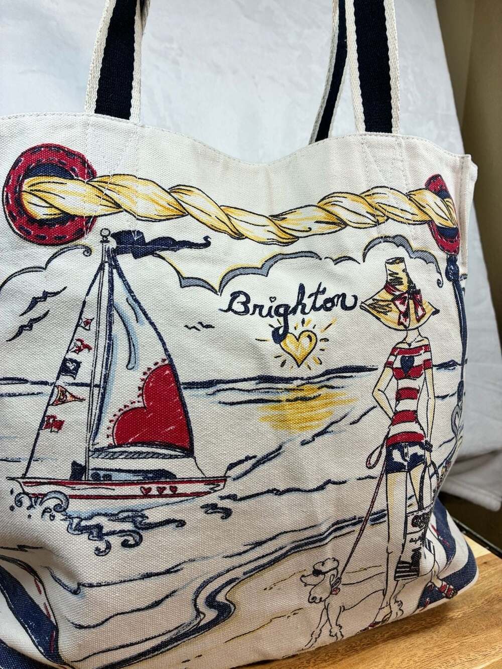 Brighton Boardwalk Beach Nautical Canvas Tote Bag